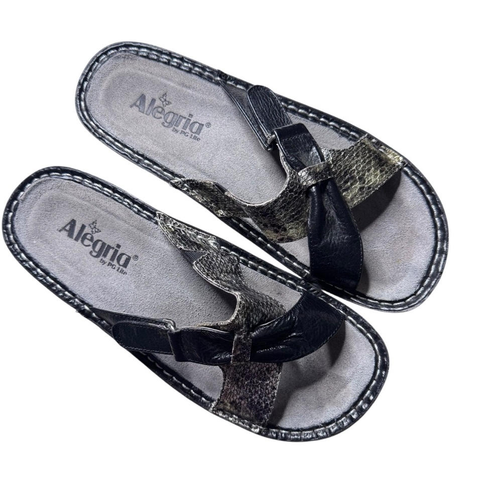 Alegria Women's Violet Black Multi Sandals Crisscross Adjustable Size 39 (8.5)